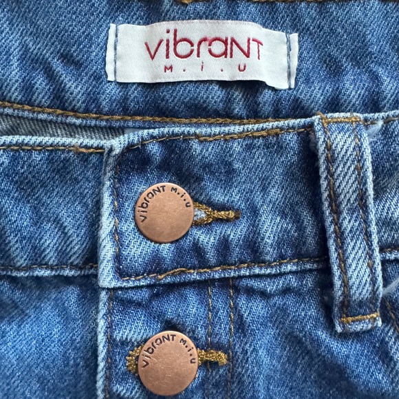 Vibrant M.I.U. High Rise Wide Leg Distressed Jeans Blue Juniors Sz 7 boho Grunge - Picture 10 of 16